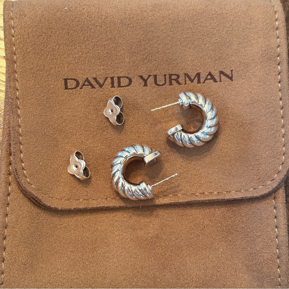David Yurman Sculpted Cable Shrimp Earrings Sterling Silver